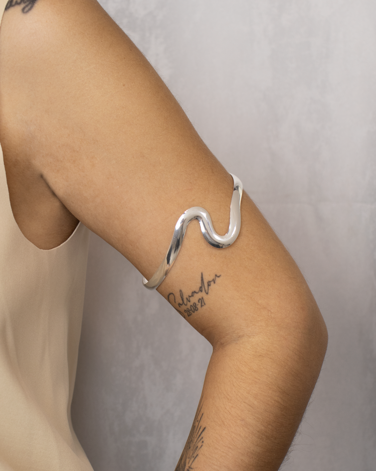 BRAZALETE WAVE BAÑO DE PLATA