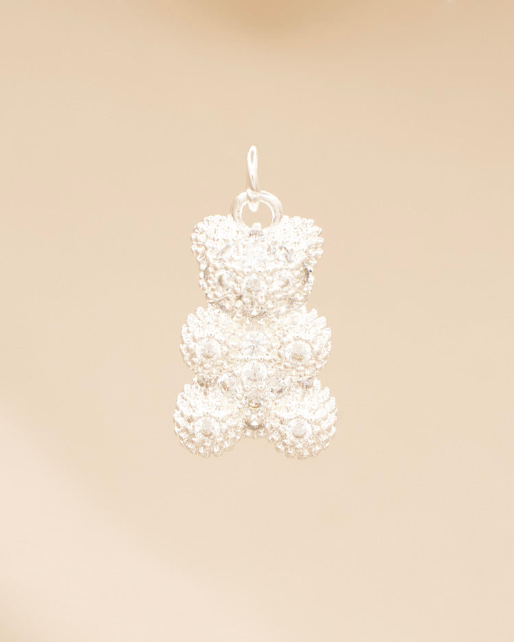 DIJE OSO DE PELUCHE CIRCONADO BAÑO EN PLATA