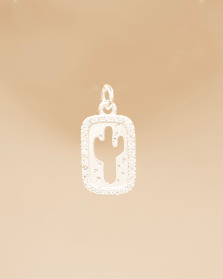 DIJE SILUETA DE CACTUS BAÑO EN PLATA