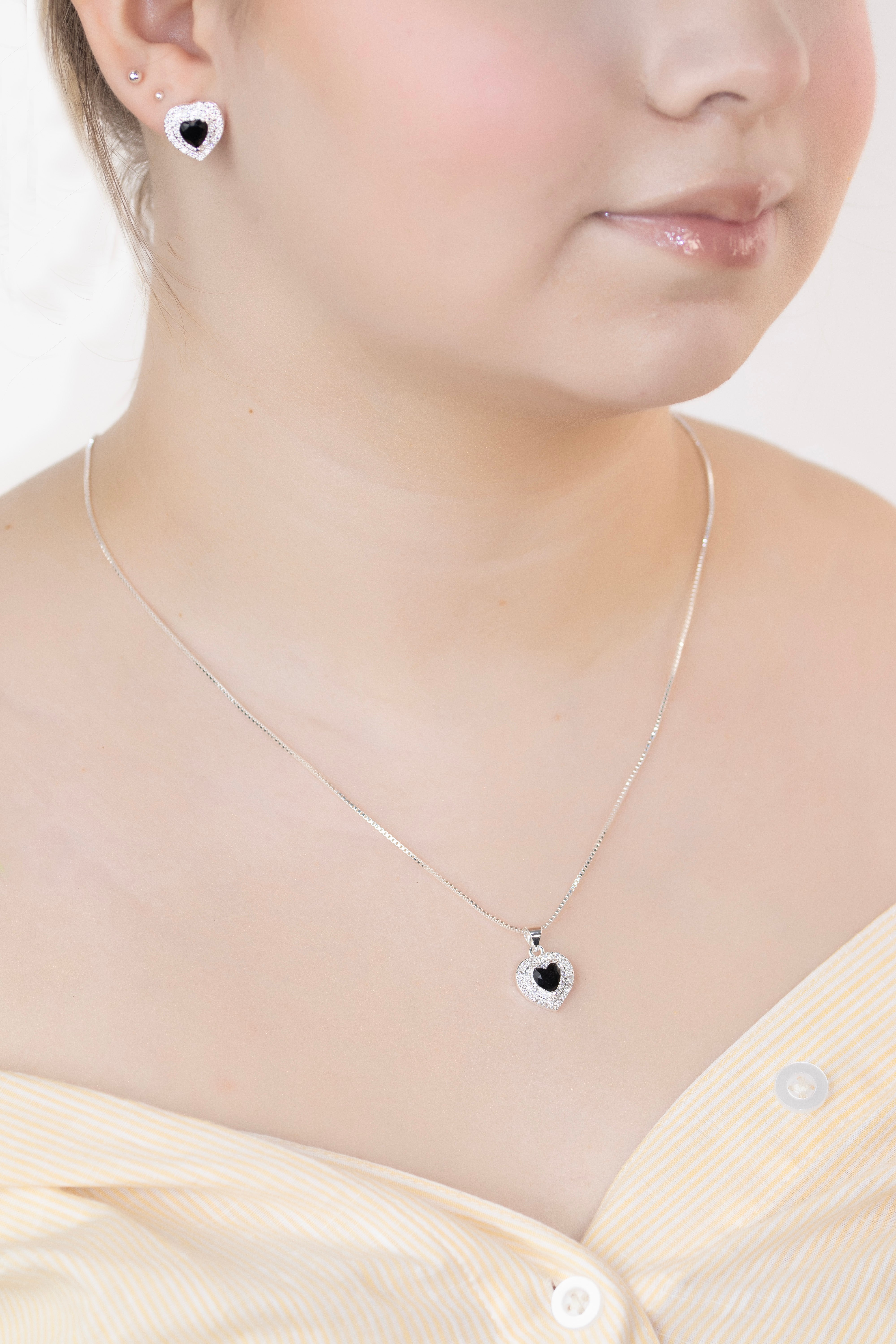SET TOPO + CADENA CORAZÓN BAÑO DE PLATA