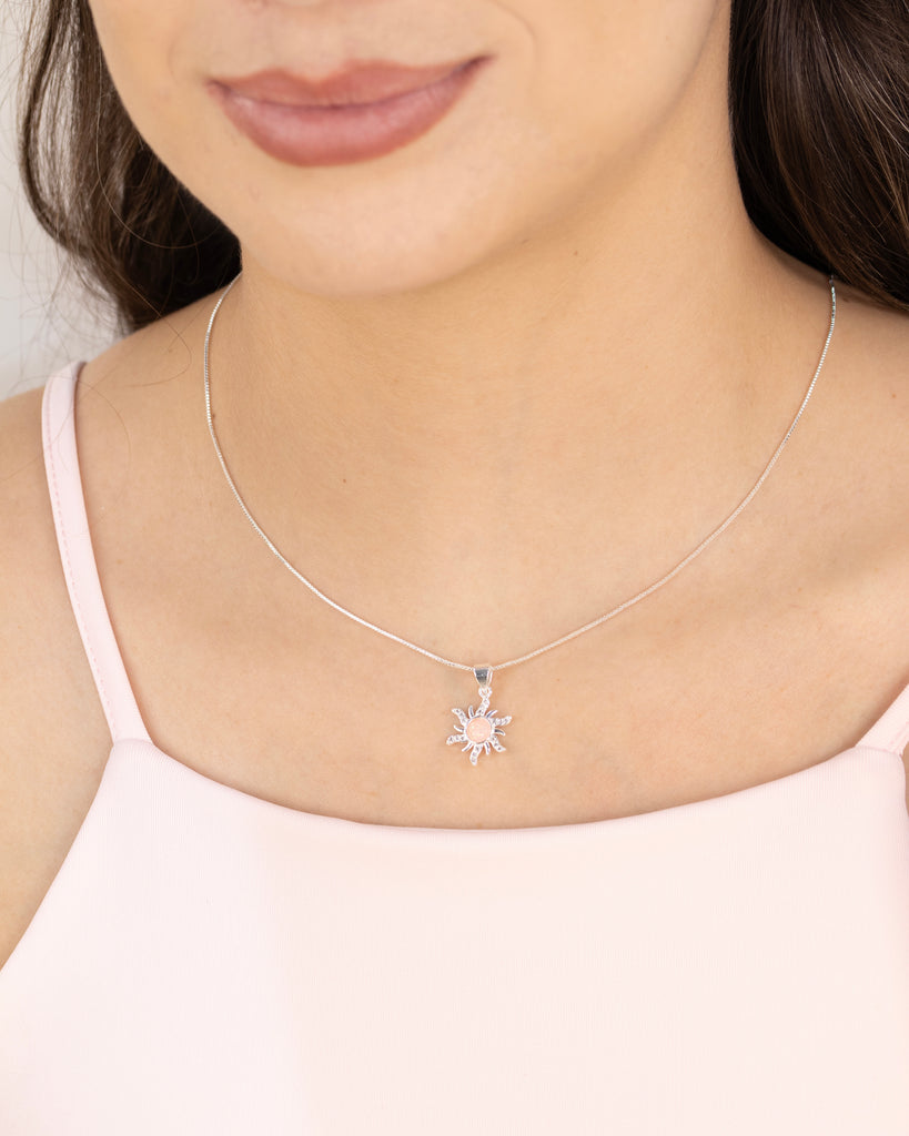 DIJE DESTELLO ROSA BAÑO EN PLATA