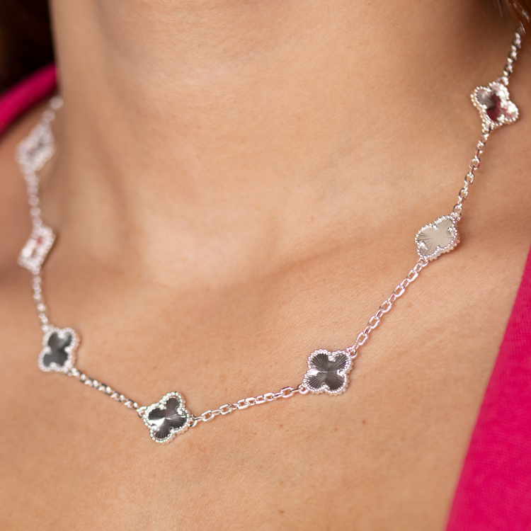 CADENA CONEXIÓN DE TRÉBOL BAÑO DE PLATA