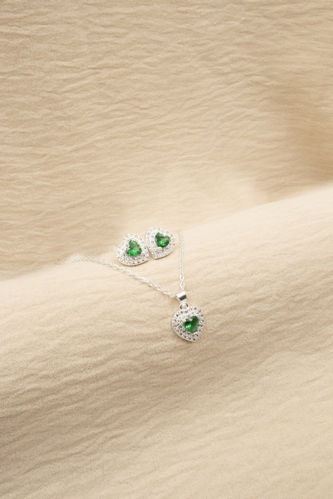 SET TOPO + CADENA CORAZÓN BAÑO DE PLATA