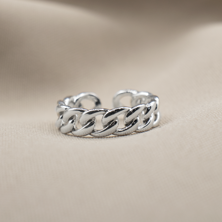 ANILLO ESTILO CUBANA BAÑO DE PLATA