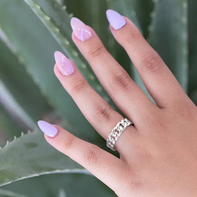 ANILLO ESTILO CUBANA BAÑO DE PLATA