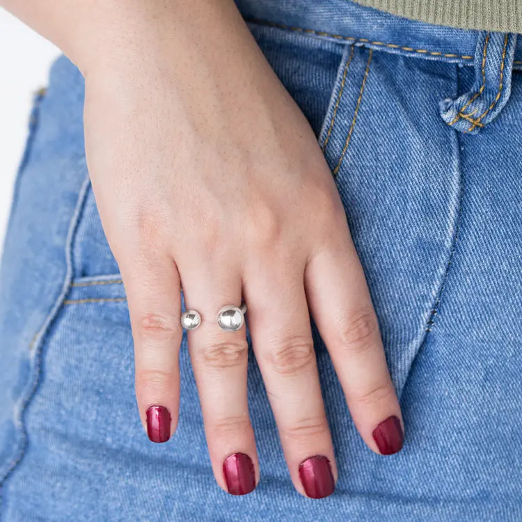 ANILLO DOBLE BALIN BAÑO DE PLATA