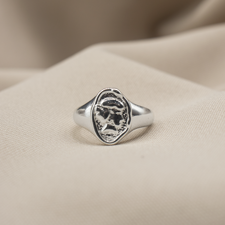 ANILLO SELLO DE DAMA BAÑO DE PLATA