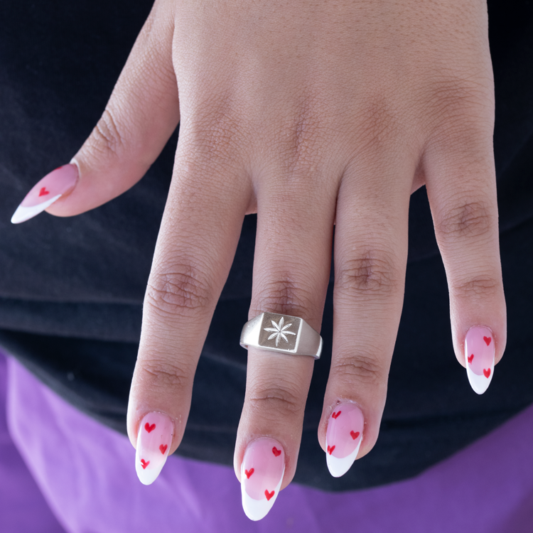 ANILLO SELLO FLOR BAÑO DE PLATA