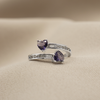 ANILLO DOBLE CORAZÓN CIRCÓN BAÑO DE PLATA