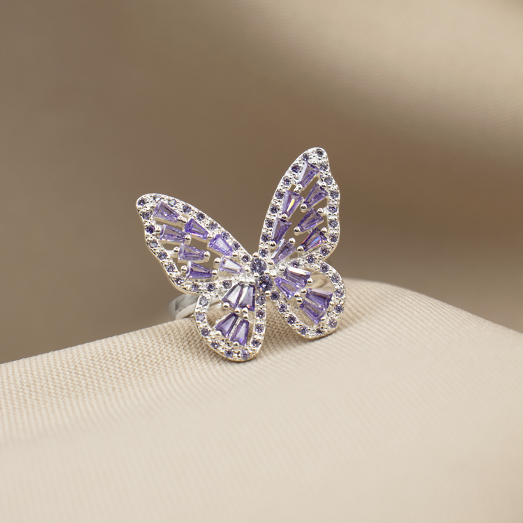 ANILLO MARIPOSA BAÑO DE PLATA