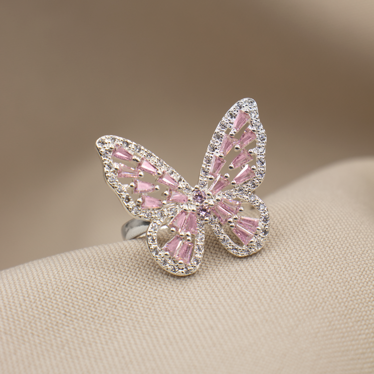 ANILLO MARIPOSA BAÑO DE PLATA