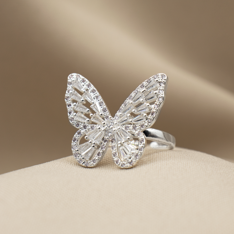ANILLO MARIPOSA BAÑO DE PLATA