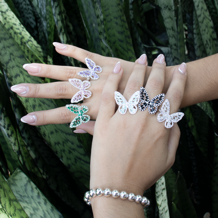 ANILLO MARIPOSA BAÑO DE PLATA
