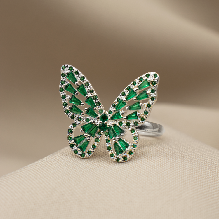 ANILLO MARIPOSA BAÑO DE PLATA