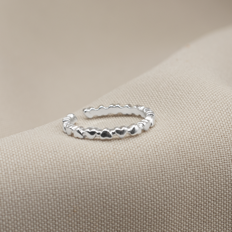 ANILLO MINI CORAZONES BAÑO DE PLATA