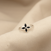 ANILLO FLOR NEGRA BAÑO DE PLATA