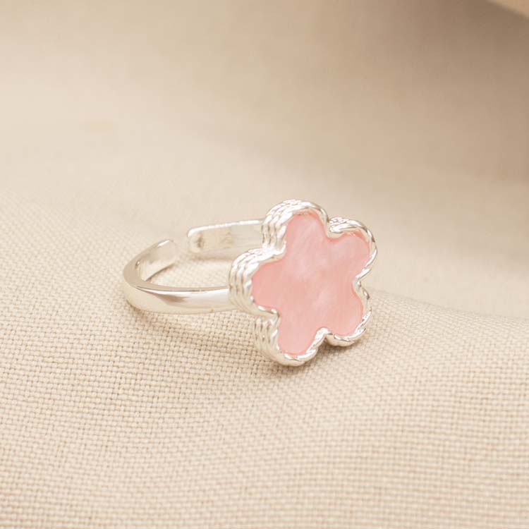 ANILLO FLOR OPALO BAÑO DE PLATA