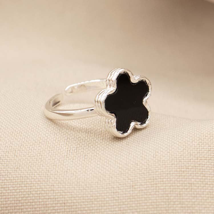 ANILLO FLOR OPALO BAÑO DE PLATA