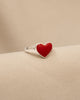 ANILLO CORAZÓN ROJO BAÑO DE PLATA