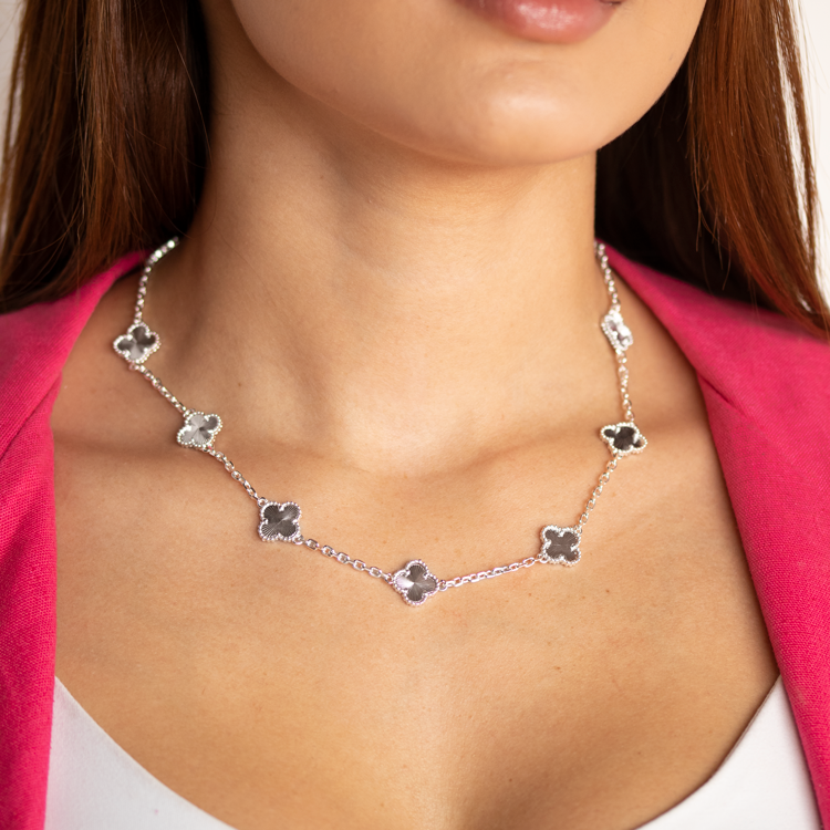 CADENA CONEXIÓN DE TRÉBOL BAÑO DE PLATA