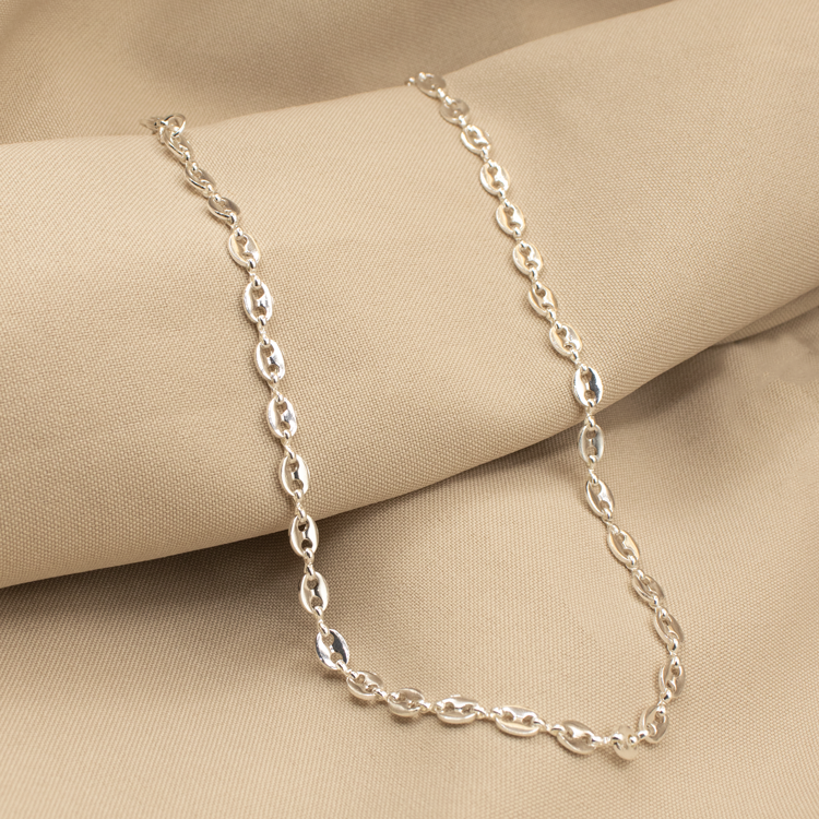 CADENA TEJIDO GUCCI DELGADA BAÑO DE PLATA