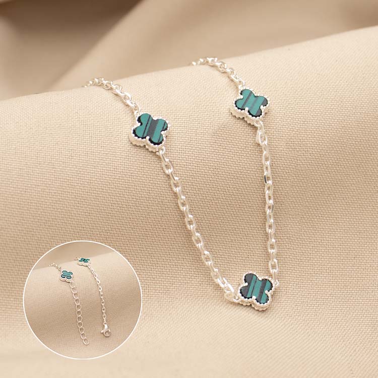 COLLAR MINI CONEXION TREBOL BAÑO DE PLATA