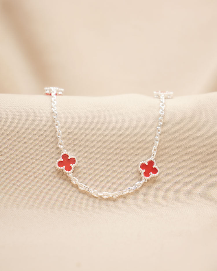 COLLAR MINI CONEXION TREBOL BAÑO DE PLATA