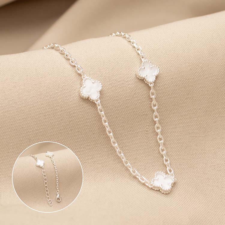 COLLAR MINI CONEXION TREBOL BAÑO DE PLATA