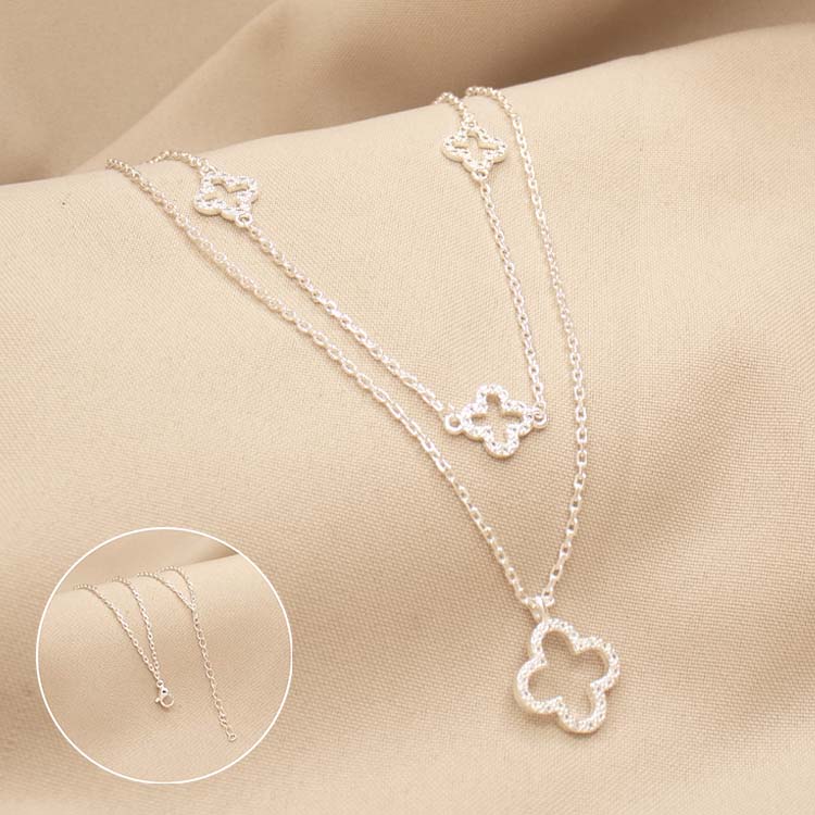 CADENA LAYERING CONEXION TREBOL BAÑO DE PLATA