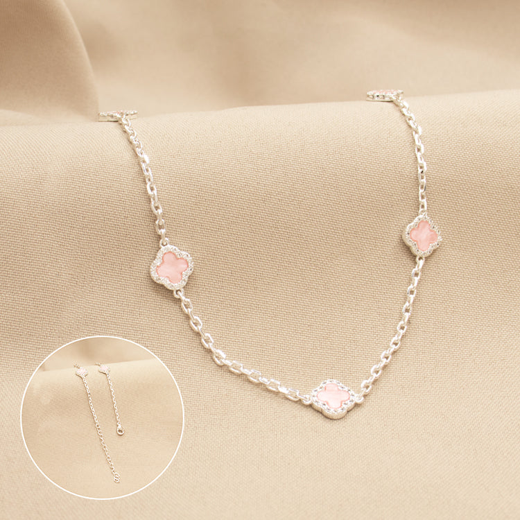 CADENA MINI TRÉBOL SHINE BAÑO DE PLATA