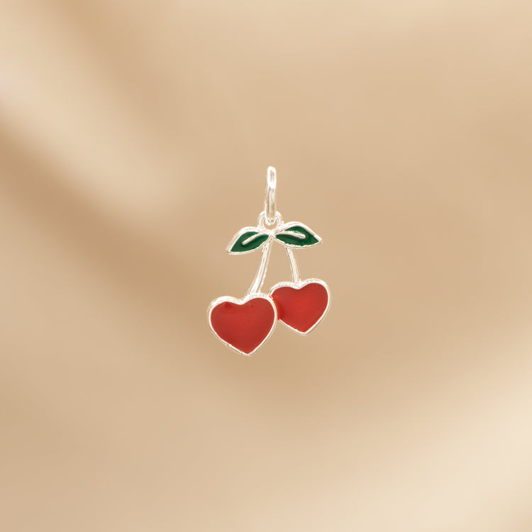 DIJE CEREZAS CORAZONADAS BAÑO DE PLATA