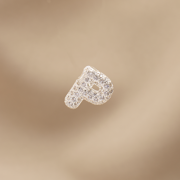 DIJE LETRA  CON CIRCONES BAÑO DE PLATA