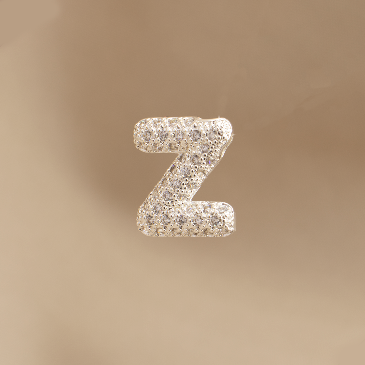 DIJE LETRA  CON CIRCONES BAÑO DE PLATA