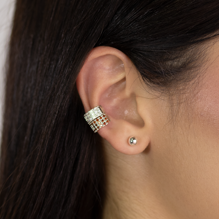 EARCUFF MINI DE CIRCONES BAÑO DE PLATA