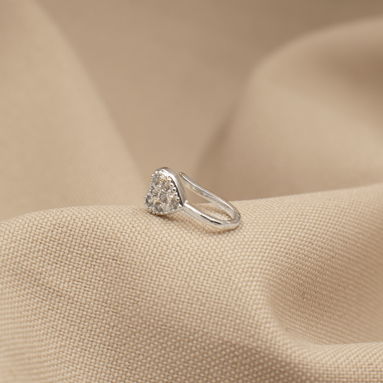 EARCUFF CORAZON BAÑO DE PLATA