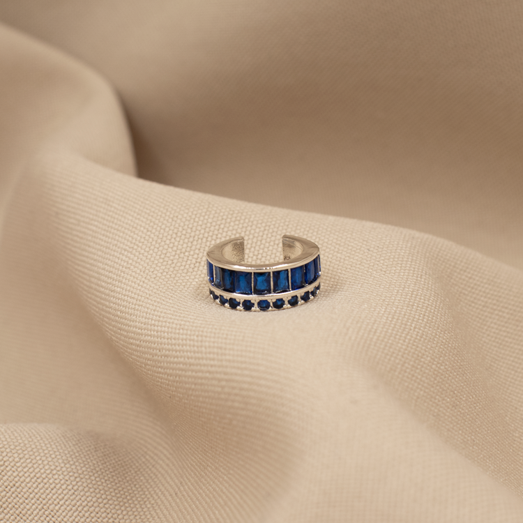 EARCUFF LINEA DE CIRCONES BAÑO DE PLATA