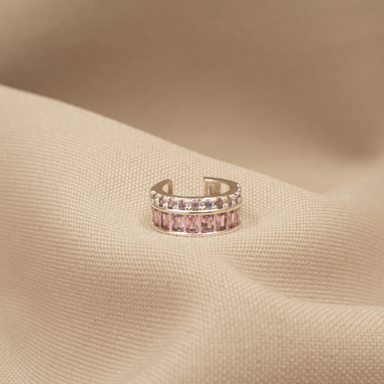 EARCUFF LINEA DE CIRCONES BAÑO DE PLATA