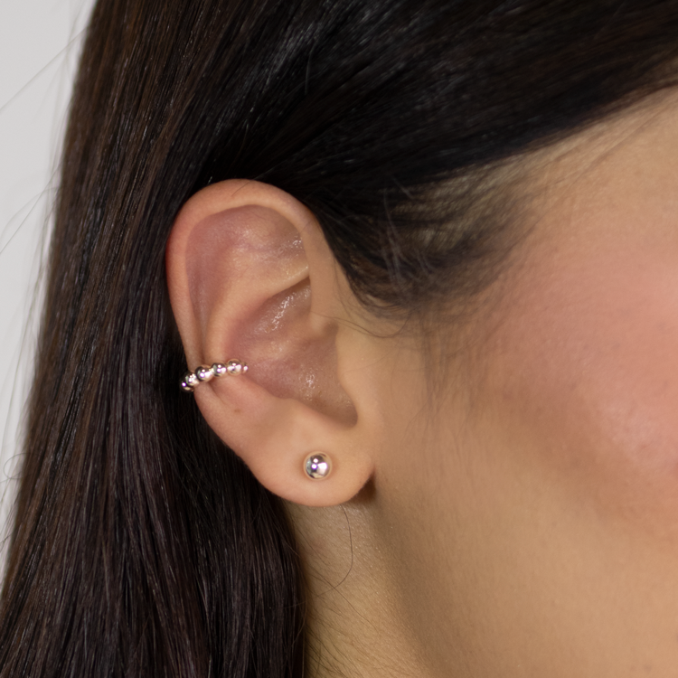EARCUFF MINI BALINES BAÑO DE PLATA