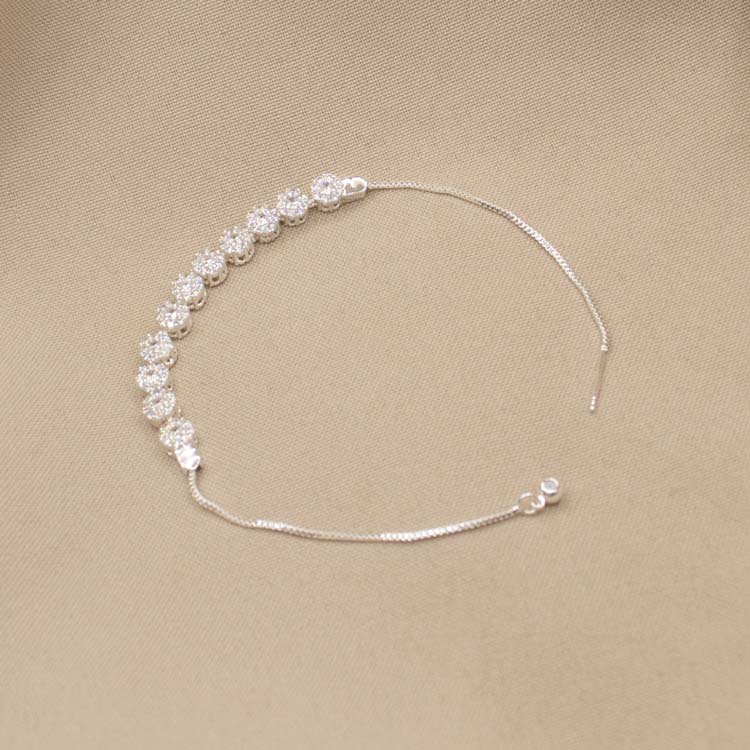 PULSERA DIAMANTADA PUNTA AGUJA BAÑO DE PLATA