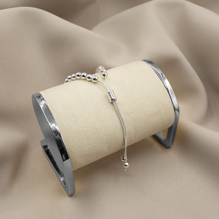 PULSERA BOLITAS 5MM BAÑO DE PLATA