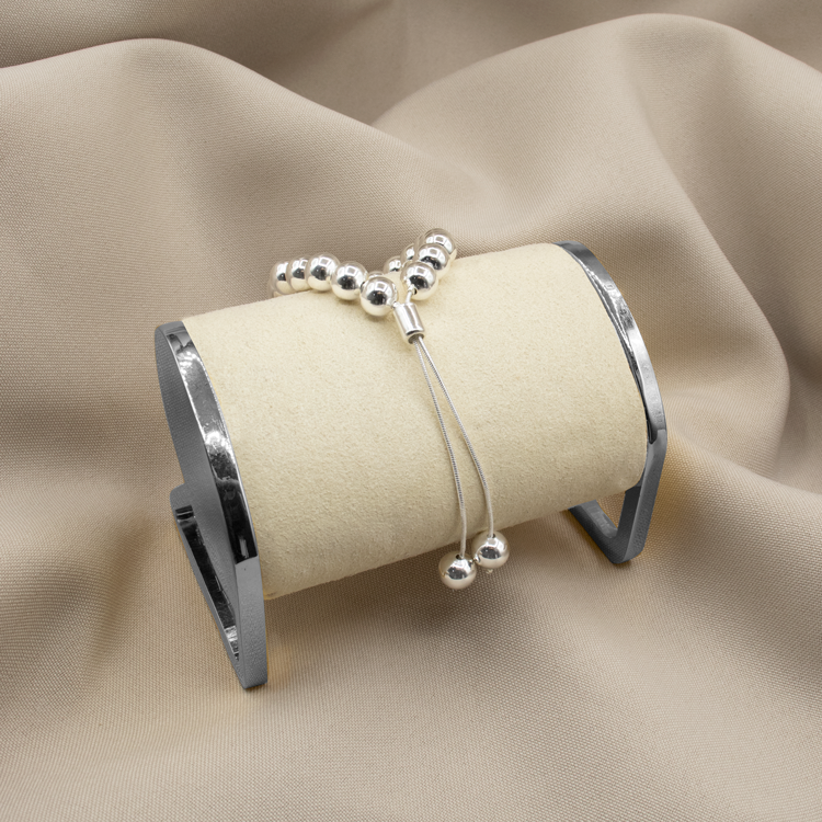 PULSERA BOLITAS 7MM BAÑO DE PLATA