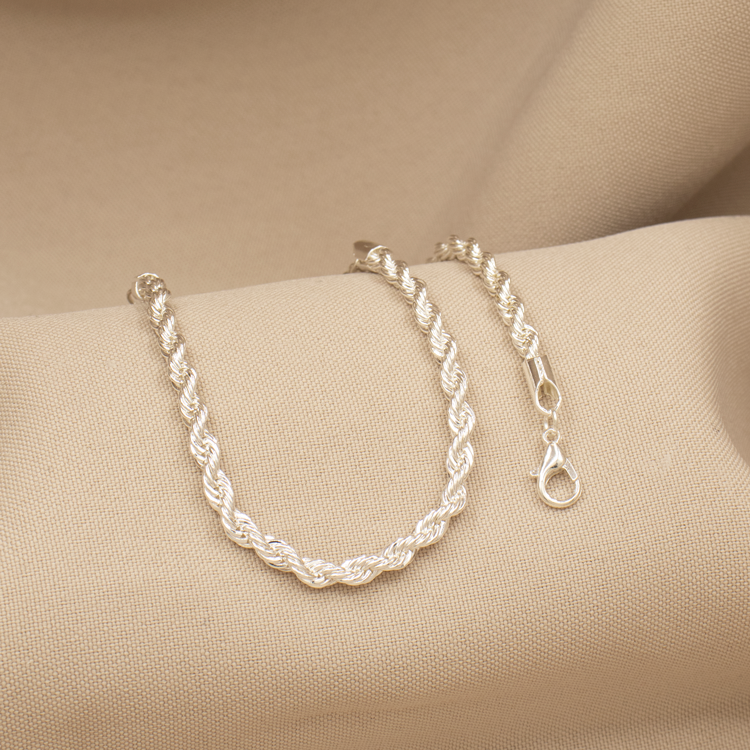 PULSERA LAZO 4MM BAÑO DE PLATA