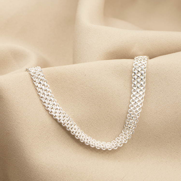 PULSERA TEJIDO DOBLE BAÑO DE PLATA