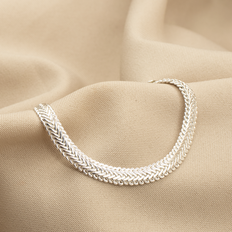 PULSERA TEJIDO SERPIENTE BAÑO DE PLATA