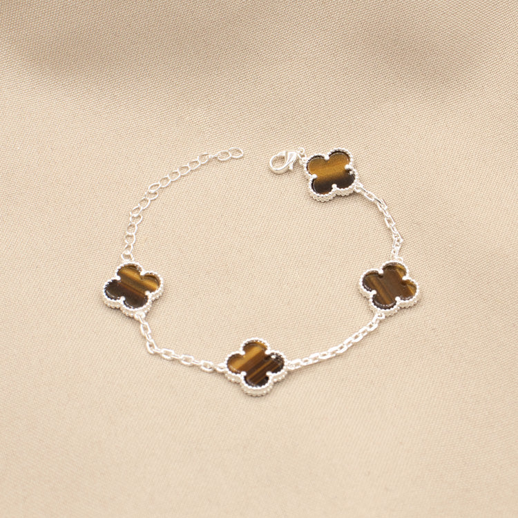 PULSERA CONEXION TREBOL BAÑO DE PLATA