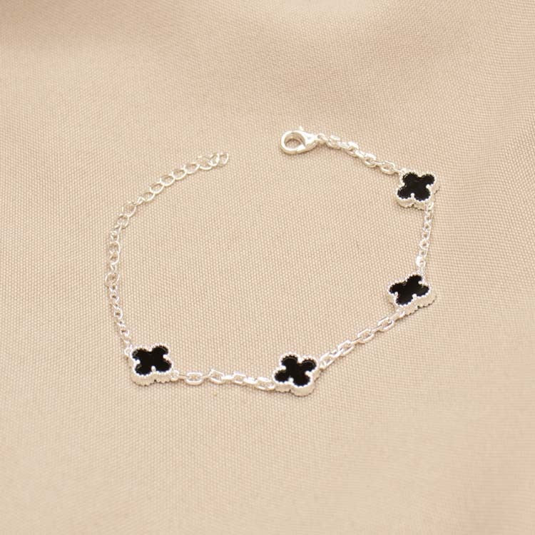 PULSERA MINI CONEXIÓN TREBOL BAÑO DE PLATA