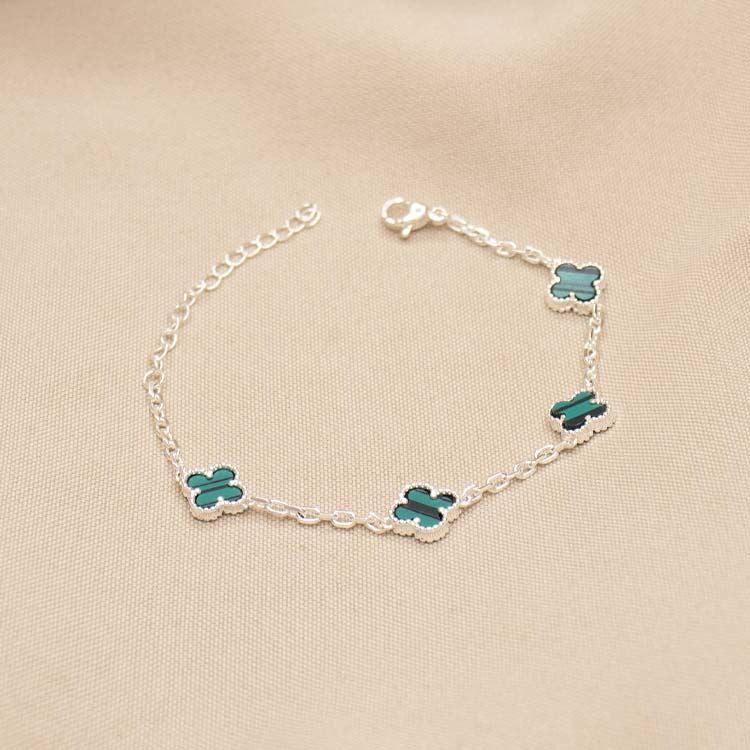 PULSERA MINI CONEXIÓN TREBOL BAÑO DE PLATA