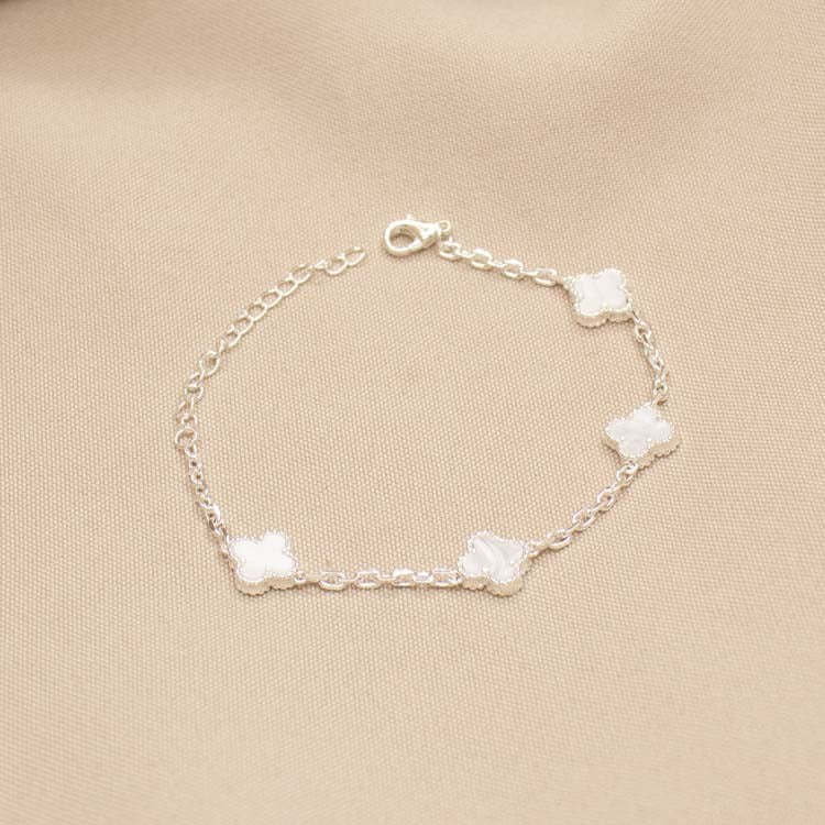 PULSERA MINI CONEXIÓN TREBOL BAÑO DE PLATA