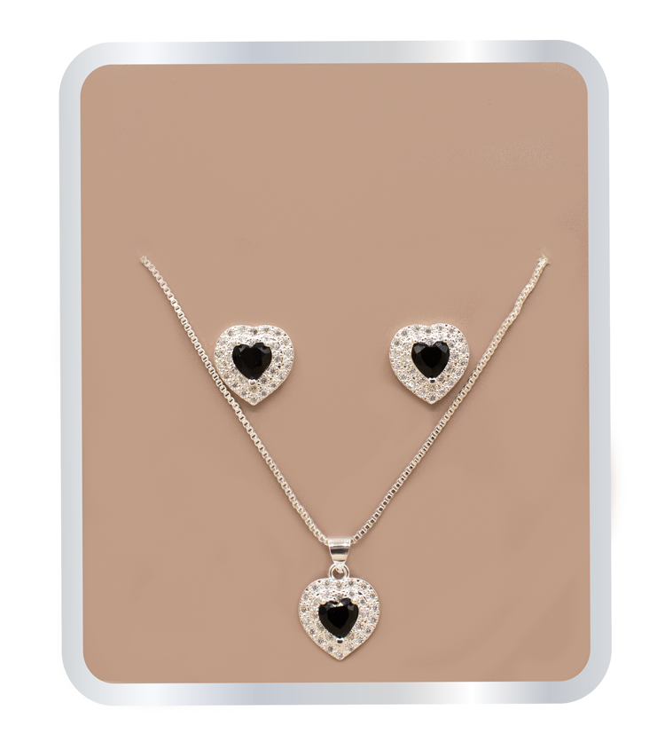 SET TOPO + CADENA CORAZÓN BAÑO DE PLATA