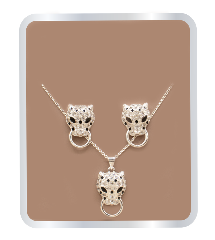 SET LEOPARDO BAÑO DE PLATA